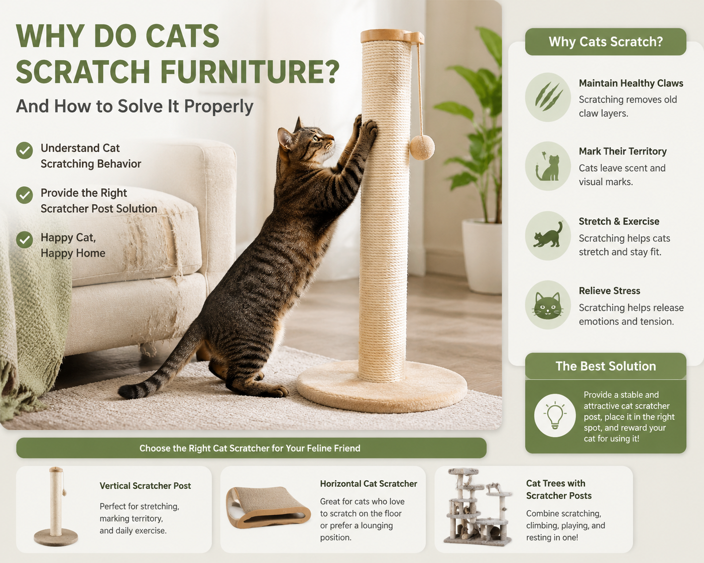 Why Do Cats Scratch Furniture and How to Solve It Properly